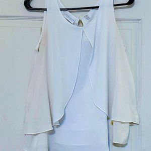 White Sleeveless asymmetrical Blouse